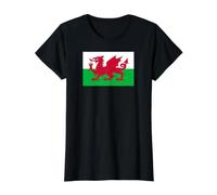 Welsh Flag of Wales Value Graphic T-Shirt, Women, Black, L