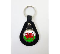 Welsh Flag On A Leather Key Fob Keyring Ideal Birthday Gift N346