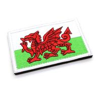 Welsh Flag Patch w Hook and Loop Fixing Wales Dragon Embroidered Fabric Patches Emblem Army Airsoft Tactical Badge