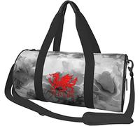 Welsh-Flag-Rugby-Red-Dragon-of-Wales- Travel Luggage Duffel Bag Sports Rolling Foldable Duffel Bag, Marbling