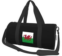 Welsh Flag Travel Luggage Duffel Bag Sports Rolling Foldable Duffel Bag, Black