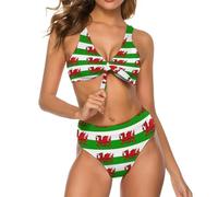 Welsh Flag Wallpaper Women's Bikini Set Swimsuits 2 Piece Bathing Suit Lace-up