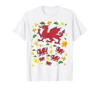 Welsh Flag With Daffodils Idea For Women & St Davids Day T-Shirt