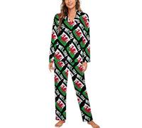 Welsh Flag Womens Pyjamas Set Long Sleeve Pjs Sets Pajama Sets Sleepwear Loungewear XL