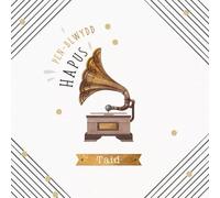 Welsh Language Birthday Card for Grandfather, Gramophone Design, 15 x 15 cm