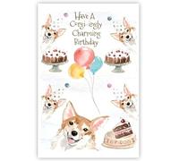 Welsh Pembroke Corgi Dogs Birthday Card, Corgi Dog Greetings Card, Corgi Dogs Party Card.