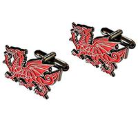 Welsh Red Dragon National Flag Wales Cymru Metal Enamel Cufflinks