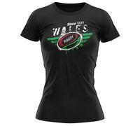 Welsh Rugby Supporter Womens T Shirt Wales 1881 Cymru St Davids Day Tee Top, XXL, Black