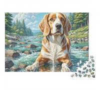 Welsh Springer Spaniel 1000 Pieces Jigsaw Puzzles Engaging Family Games Beagle in Stream Jigsaw Puzzles Beautiful Decoration for Gifts 70x50cm/1000pcs