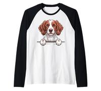Welsh Springer Spaniel Cute Peeking Welshie Dog Lover Raglan Baseball Tee