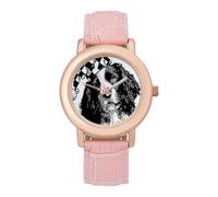 Welsh Springer Spaniel Dog Checkered Hat Women's Wrist Watch Easy Reader with Leather Strap Analog Display Wonderful Ladies Gifts