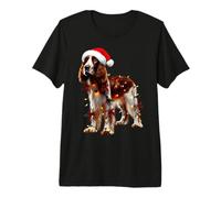 Welsh Springer Spaniel Dog Santa Hat Christmas Lights Owner Premium T-Shirt