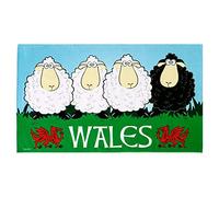 Welsh Tea Towel Wales Black White Sheep Red Dragon Souvenir Novelty