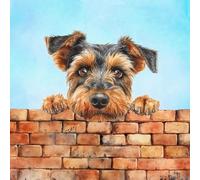 Welsh Terrier Dog Art Square Blank Greeting Card - Gift Idea Special Occasion Inside With Envelope Premium Unique Design Animal Cute Illustrated Wildlife Quality Included Uk