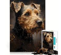 Welsh Terrier Dog Precious Jigsaw Puzzles 1000 Mental Focus Game No Gap Tight Fitting Design Interactive Brain Challenge for Home (50x75cm)