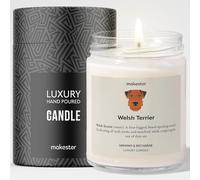 Welsh Terrier Gifts - Luxury Soy Wax Candle - Vanilla, Jasmine, Sugared Almond - Makester