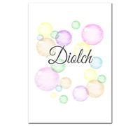 Welsh Thank You Cards Pack (16 Diolch Multipack Set + Self-Seal envs) - Wording in Welsh Language - Blank Inside - Birthday Wedding Newborn Baby Teacher Friends Thanks Folded Note Size 105x148mm