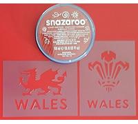 Welsh Three feather & dragon face painting set including face paint & stencils Wales 6 nations rugby St. David's Day