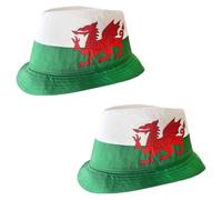 Welsh Trilby Hat for Adults - Green 100% Cotton Wales Cymru Supporter Hat with Bold Red Dragon Print - Unisex Mens Womens Six Nations Rugby Football St David's Day Fancy Dress