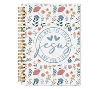 Welshower Floral Jesus Christian Spiral Notebook Journal, Bible Verse Notebook for Note Taking, Religious Prayer Journal for Woman, Christian Jesus Gifts for Women, 5.5x8.3 Inch