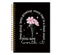 Welshower Floral Motivational Spiral Notebook Journal, Positive Affirmation Journal for Women, You Are Worth It Inspirational Notebook, Encouragement Gifts for Women, 5.5x8.3 Inch