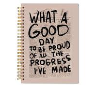 Welshower Motivational Spiral Notebook Journal, Inspirational Positive Journal for Women Men, What a Good Day to Be Proud of All the Progress I've Made Notebook, 5.5x8.3 Inch