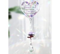 Welsky Gifts for Mum, Christmas Suncatcher Gifts for Mum, Birthday Christmas Mothers Day Retirement Thank You Gifts for Mother from Daughter Son, Purple Crystal Acrylic Plaque Suncatcher Room Decor