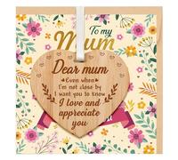 Welsky Mothers Day Card, Mum Birthday Card with Wooden Heart Plaque, 60th 70th 75th 80th Happy Birthday Cards for Mother Mummy from Daughter Son