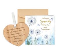 Welsky Sympathy Cards with Envelope, Thinking of You Condolences Card with Wooden Heart Plaque, Sympathy Cards Loss of Mum Dad Husband Pet Dog for Family Friends Sister Brother