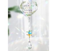 Welsky Wedding Gifts for Bride and Groom, Anniversary Crystal Suncatcher Gifts for Him Her, Mr and Mrs Gifts for Couple Husband Wife, Green Heart Acrylic Plaque Suncatcher Room Decor