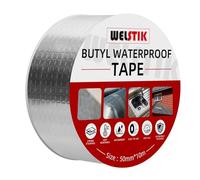WELSTIK 10m Aluminum Foil Tape, Butyl Tape, Waterproof Silver Aluminum Tape for Roof and Leak Repair, for RV Repair, Window, Glass, Silicone, & EDPM Patching, and Pipe Sealing, 50mm