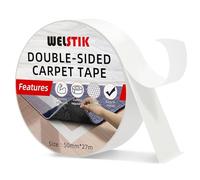 WELSTIK Double Sided Carpet Tape, Heavy Duty Adhesive for Carpets, Rugs, Mats, and DIY Projects, Strong Bonding on Various Surfaces, Easy to Use and Durable, Ideal for Home and Office Use, 50mmx27m