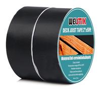 WELSTIK Joist Tape for Decking 50mm x 15m 2 Pack - Weatherproof Butyl Sealant Self-Adhesive Flashing for Wood Decks, Beams, Roof