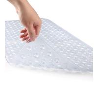 WELTRXE Bathtub Mat Non Slip Shower Mat with 260 Suction Cups, Machine Washable Anti-Mould Bath Mats Anti Slip Safety PVC Bathroom Mat for Elderly Kids Pets, Clear, 88 x 40 cm