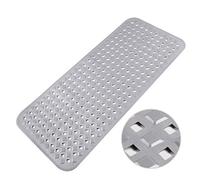 WELTRXE Bathtub Mat Non Slip Shower Mat with 260 Suction Cups, Machine Washable Anti-Mould Bath Mats Anti Slip Safety PVC Bathroom Mat for Elderly Pregnant Kids Pets, Solid Grey, 88 x 40 cm