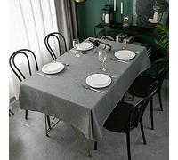 WELTRXE Rectangle Table Cloth,140x200cm,Faux Linen Tablecloth,Water Resistant Spill Proof Wipeable Polyester Dining Table Cover for Cafe Restaurant Buffet Tabletop Decoration,Grey