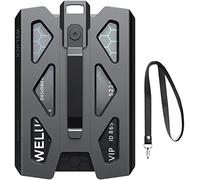 Weluck Card Holder Wallet, Durable Aluminum Badge Holder with Metal Clip, Lanyard ID Holder 4 Cards Storable (Black02)