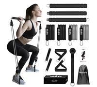 WeluvFit Pilates Bar Kit with Resistance Bands, Portable Exercise Fitness Equipment for Women & Men, Home Gym Workout 3-Section Stick Squat Yoga Pilates Kit for Full Body Shaping