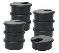 WELWIK 10PCS 38mm/1-1/2inch Rubber Grommets, Desk Grommets, Plastic Grommet Kit, Hole Cover, PC Desk Cable Cord Organizer Plastic Cover for Wiring, Cable, Cord, Furniture, Black