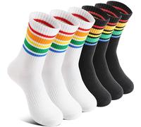 Welwoos Boys Kids Socks Crazy Fun Novelty Funny Cotton Crew Children Teenage Boys Gift Stocking Fillers Socks 6 Pairs(Black White,9-15 Years)