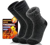 Welwoos Heated Thermal Socks for Men & Women Warm Winter Ski Thick Boot Insulated Gift Stocking Fillers Socks 3 Pairs (Black,M)