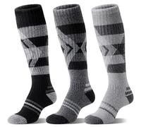 Welwoos Merino Wool Ski Socks for Womens Mens Thermal Heated Winter Warm Thick Knee High Gift Sock Stocking Fillers for Skiing Outdoor Sports Snowboarding 3 Pairs (Dark Grey/Grey/Black,M)