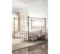 Welwyn 4 Poster Brass Metal Bed Frame w 25cm Memory Foam Mattress SlumberWorx Bronze King