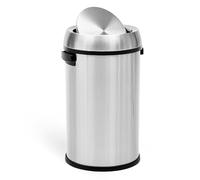 WELYFE 17 Gallon Swing Open Trash Can, Round Stainless Steel Trash Can, Commercial Trash Can, 65 L(Swing Top), Silver