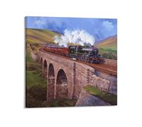 WELYK Vintage Steam Train Poster Through Mountains And Forests Poster Decorative Painting Canvas Wall Posters And Art Picture Print Modern Family Bedroom Decor Posters 16x16inch(40x40cm)