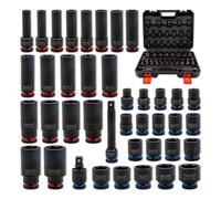 WELZH 40-Piece Impact Socket Set 1/2’’ Drive 10-30mm Deep & Shallow Metric Sockets Chrome Molybdenum Steel Colour Coded with Extension Bar Universal Joint & Case for Automotive Heavy Duty Use 5561-WW