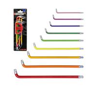 WELZH 9-Piece Extra Long Stubby Head Torx Key Set T10-T50 S2 Steel Ball End Colour-Coded L Wrenches with 108° Angled Design for Tight Access Garage Workshop Mechanical Assembly Use 5759-WW