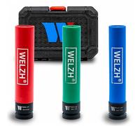 WELZH Protective Wheel Nut Socket Set 3pc 17 19 21mm 150mm Extra Long 1/2in Drive Cr Mo Impact Sockets Alloy Wheel Protection Sleeve Insert Professional Workshop Use 6969-WW