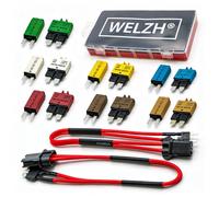 WELZH Short Circuit Diagnostic Kit 16pc Automotive Fuse Tester Mini Standard Blade Fuses 0.5A 7.5A 10A 15A 20A 25A 30A Electrical Fault Finding Professional Workshop Use 8135-WW
