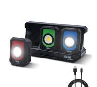 WELZH Sirius 3 Modular Work Light System 3X 700 Lumen LED Lamps 18 Hour Runtime Magnetic 180 Degree Rotating Base Charging Dock Daylight Inspection Professional Workshop Use 7136-WW
